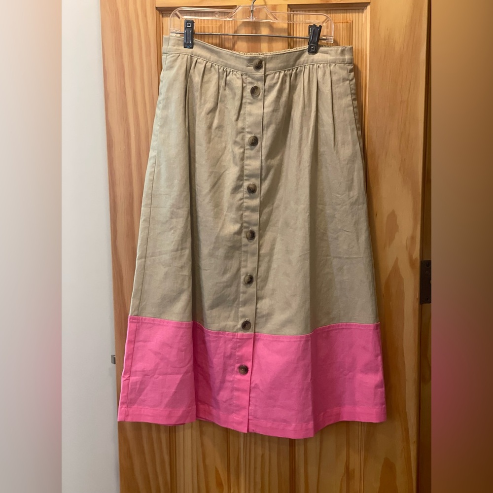 NWT J.Crew Linen Blend Colorblock Midi Skirt size small